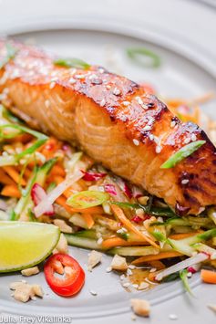 Asian Salmon with Carrot and Cucumber Slaw