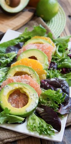 Avocado & Citrus Salad with Creamy Lime Poppy Seed Dressing