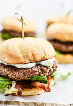 Bacon Goat Cheese Burgers with Honey and Arugula