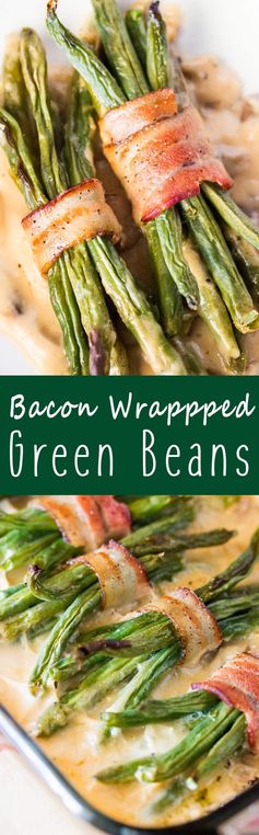 Bacon Wrapped Green Bean Bundles with Mushroon Gravy