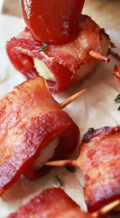 Bacon Wrapped Waterchestnuts with Sweet Dipping Sauce