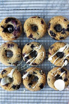 Baked Blueberry Zucchini Donuts with White Chocolate Drizzle