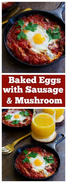 Baked Eggs with Sausage and Mushroom