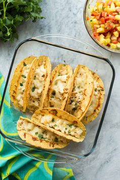 Baked Hawaiian Chicken Tacos with Pineapple Salsa