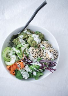 Baked Pea Falafel with Sesame Rice Balls