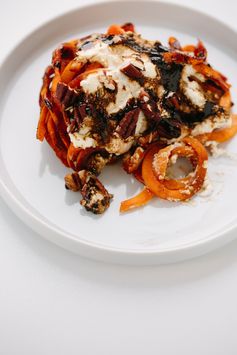 Baked Sweet Potato Noodles with Ricotta and Balsamic Glaze