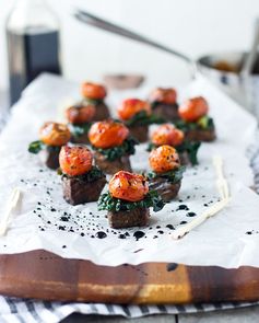 Balsamic Marinated Steak Bites With Kale and Roasted Tomatoes