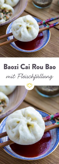 Baozi Cai Rou Bao – Gedämpfte Teigtaschen mit Fleisch-Gemüse-Füllung