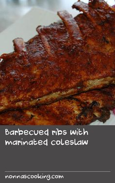 Barbecued ribs with marinated coleslaw