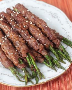 Beef-wrapped Asparagus With Teriyaki Sauce