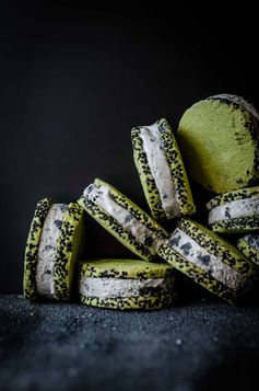 Black Sesame and Green Tea Ice Cream Sandwiches