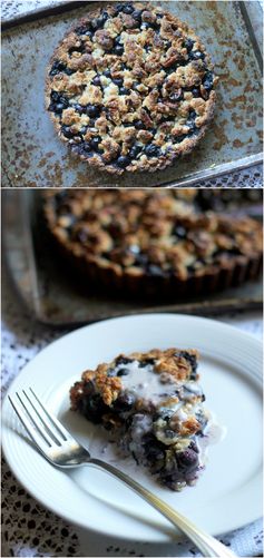 Blueberry Crisp Tart with Oat Crust (Gluten Free, Vegan