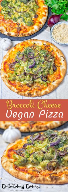 Broccoli Cheese Vegan Pizza