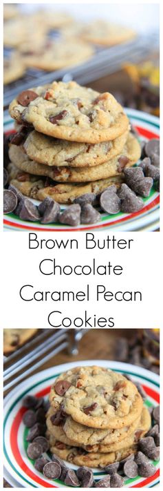 Brown butter chocolate caramel pecan cookies