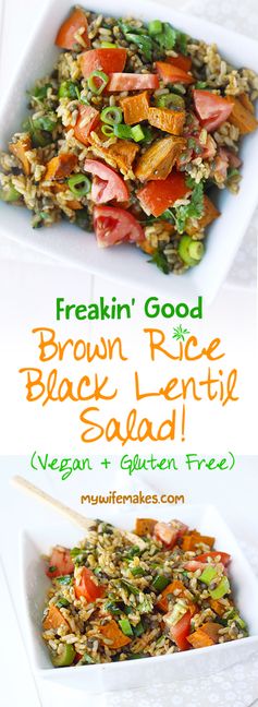 Brown Rice Black Lentil Salad