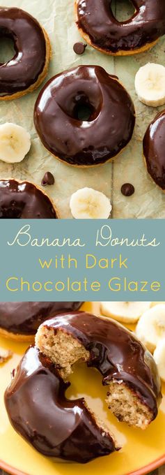 Brown Sugar Buttermilk Banana Donuts with Dark Chocolate Glaze