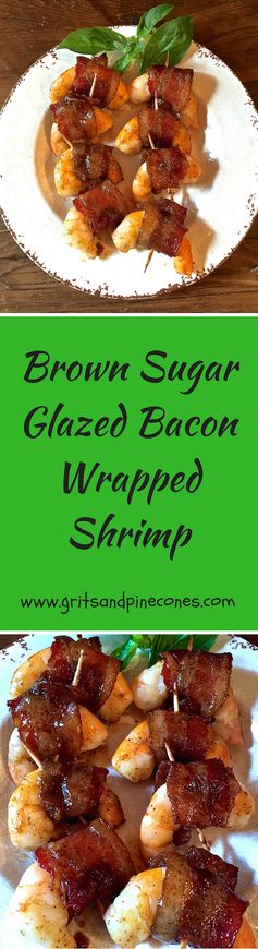 Brown Sugar Glazed Bacon Wrapped Shrimp