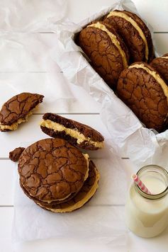 Brownie Cookie Sandwich with Peanut Butter Frosting