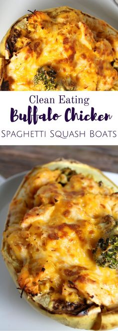 Buffalo Chicken Spaghetti Squash Boats