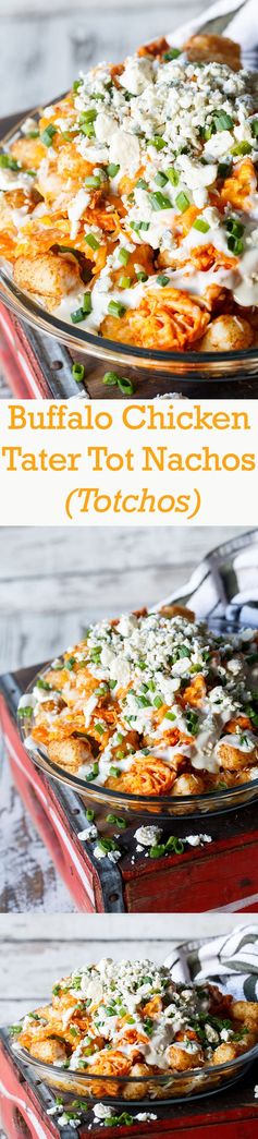 Buffalo Chicken Tater Tot Nachos (Totchos