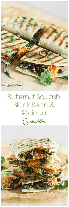 Butternut Squash Black Bean and Quinoa Quesadillas