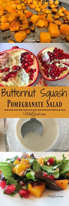 Butternut Squash, Pomegranate Salad with Tahini Dressing