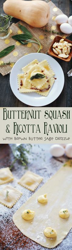 Butternut Squash Ravioli with Brown Butter Sage Drizzle