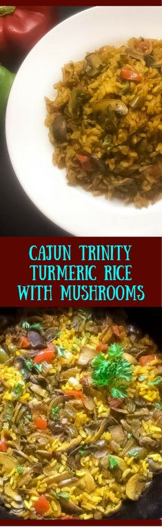 Cajun Trinity Turmeric Rice With Mushrooms