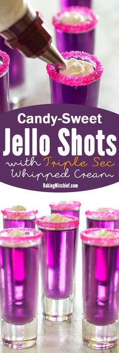 Candy-Sweet Jello Shots with Triple Sec Whipped Cream