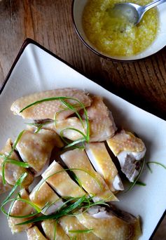 CANTONESE POACHED CHICKEN w/ GINGER SCALLION OIL (Bai Qie Ji