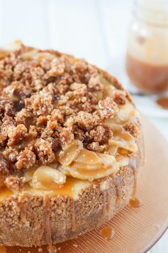 Caramel Apple Vanilla Bean Cheesecake with Streusel Topping