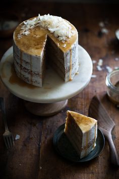 Caramel Soaked Coconut Tres Leches Layer Cake