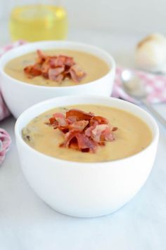 Caramelized Leek & Parsnip Soup with Mushrooms & Crispy Prosciutto