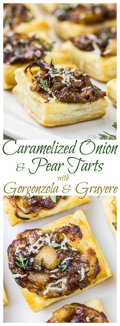 Caramelized Onion & Pear Tarts (with Gorgonzola & Gruyere