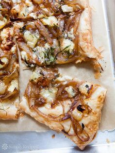 Caramelized Onion Tart with Gorgonzola and Brie