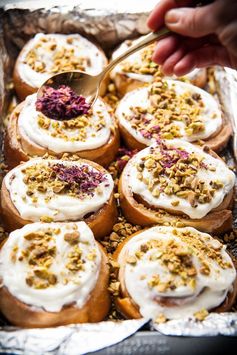 Cardamom Rolls with Pistachio Rose Frosting