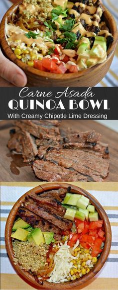 Carne Asada Quinoa Bowl with Creamy Chipotle Lime Dressing