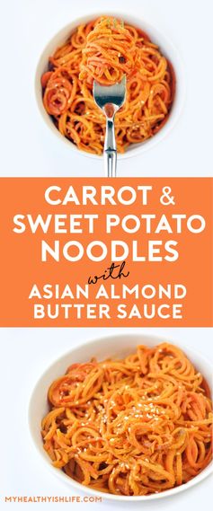 Carrot and Sweet Potato Noodles With Asian Almond Butter Sauce