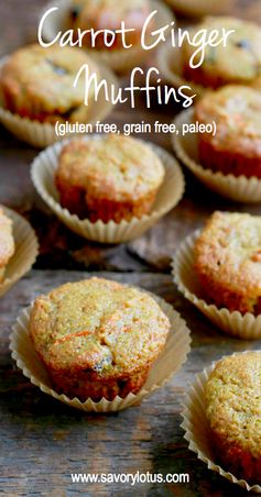 Carrot Ginger Muffins (Gluten/Grain-free, Paleo