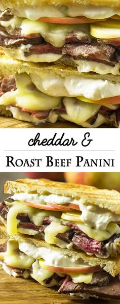 Cheddar, Apple, and Roast Beef Panini