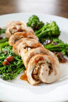 Cheddar, Walnut, & Rosemary Chicken Roulades with Apricot Glaze