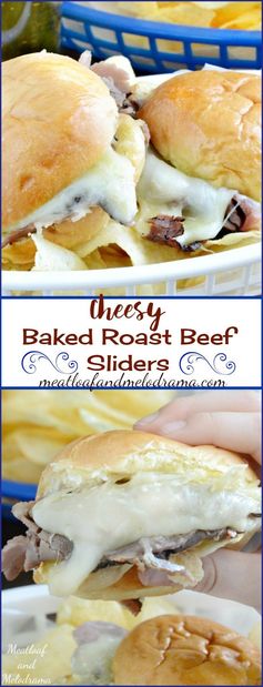 Cheesy Baked Roast Beef Sliders