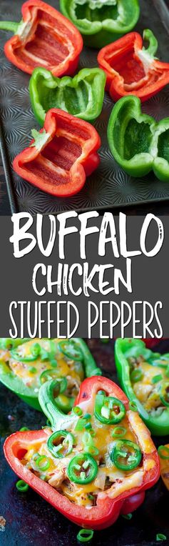 Cheesy Buffalo Chicken and Veggie Stuffed Peppers