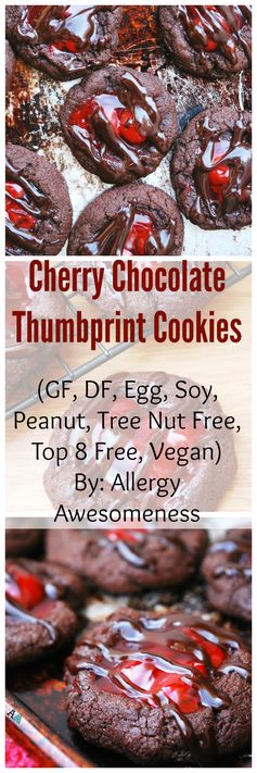 Cherry Chocolate Thumbprint Cookies (GF, DF, Egg, Soy, Peanut, Tree nut Free, Top 8 Free, Vegan