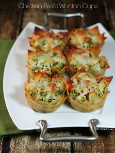 Chicken Pesto Wonton Cupcakes