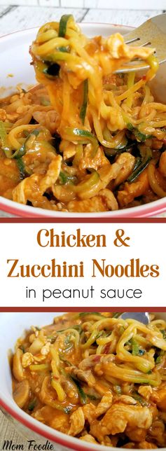 Chicken Zucchini Noodles in Peanut Sauce