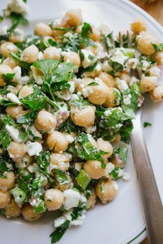 Chickpea, Barley and Zucchini Ribbon Salad with Mint and Feta