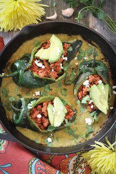 Chile Verde Chorizo Stuffed Poblanos