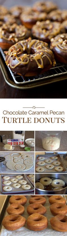 Chocolate Caramel Pecan Turtle Donuts