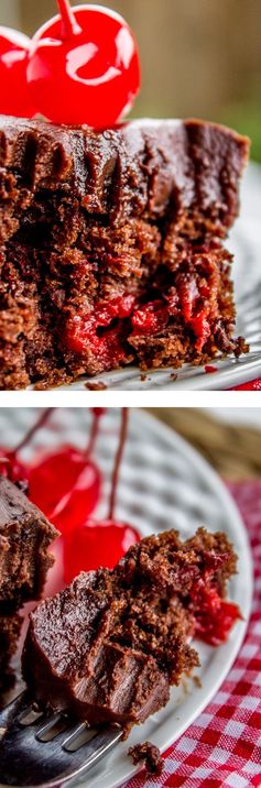 Chocolate Cherry Sheet Cake with Fudge Frosting